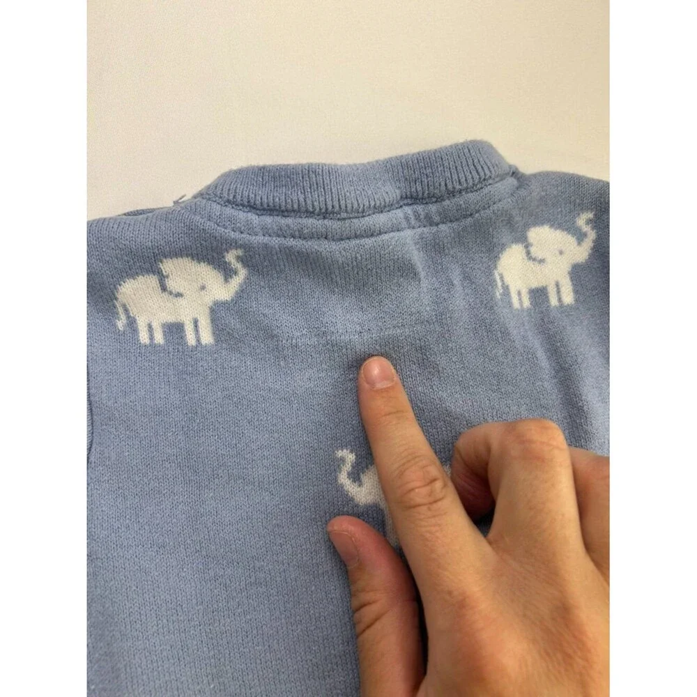 Janie and Jack Baby Boy 0-3M Light Blue Elephant Romper Preppy Heirloom
